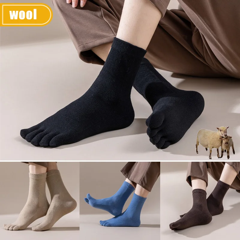 Thermal Sock Wool - 남성용 울 다섯 손가락 양말 짧고