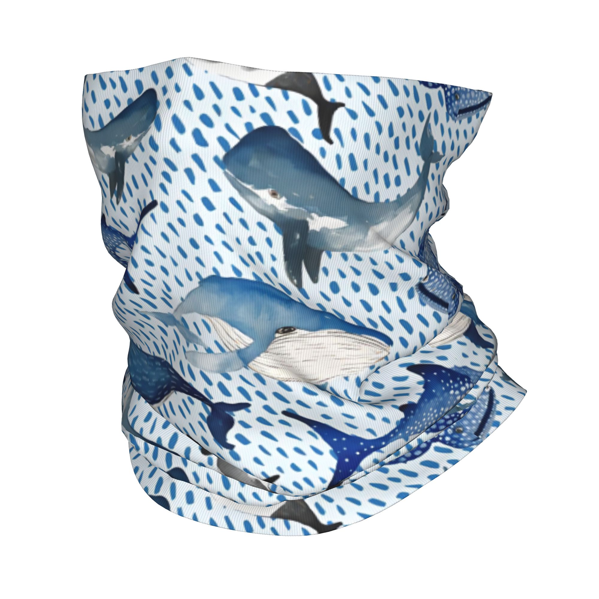 Neck Gaiter Fleece - 맞춤형 블루 워터컬러 상어 겨울 헤드밴드
