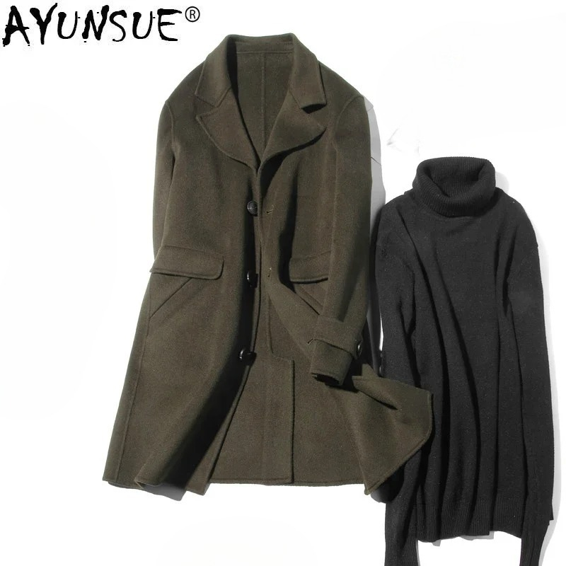Wool Coat Peacoat - AYUNSUE 100% 울 코트 남성 가을