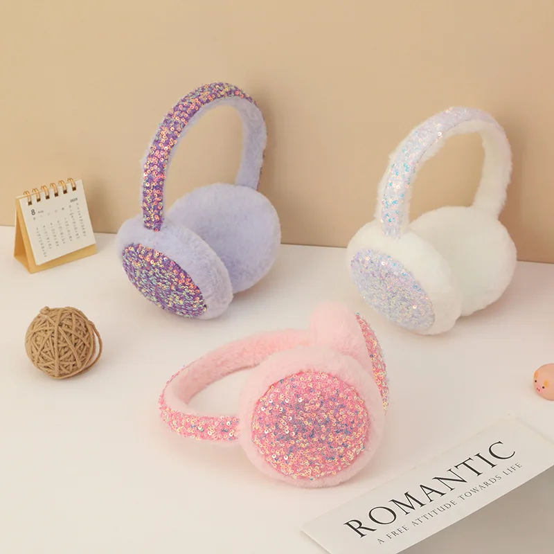 Earmuffs Foldable - 여성용 귀마개 한국어 반짝이 도파민 카와이