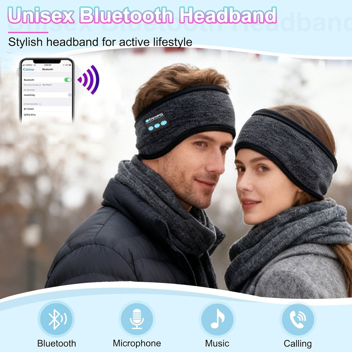 Winter Headband Fleece - 무선 블루투스 헤드폰 헤드밴드 스포츠 음악