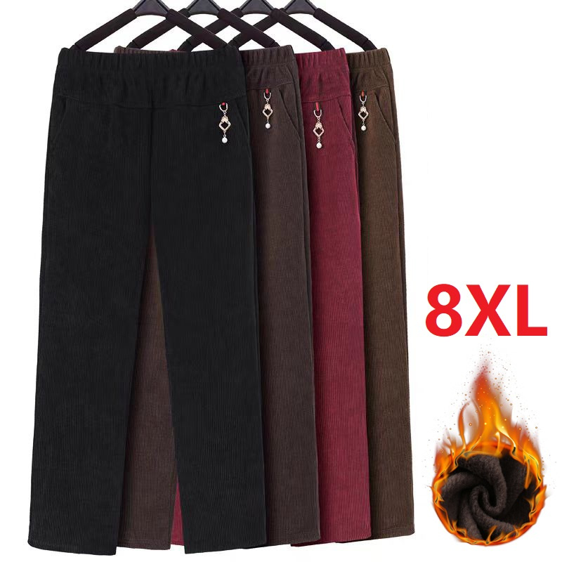 Corduroy Pant Warm - 하이 퀄리티 코듀로이 스트레이트 바지 여성용,