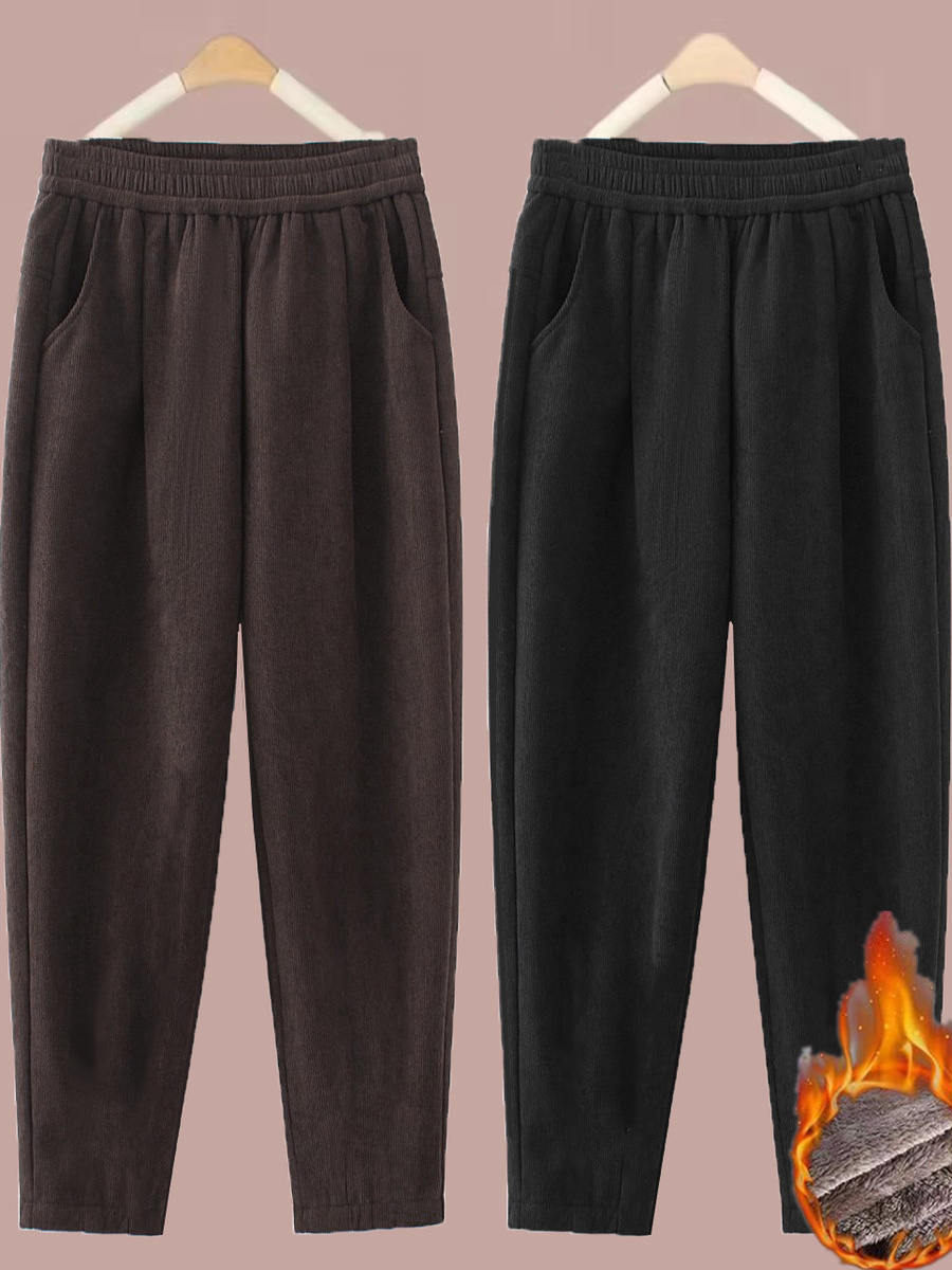 Corduroy Pant Warm - 두꺼운 스트레이트 레그 팬츠 여성용 코듀로이