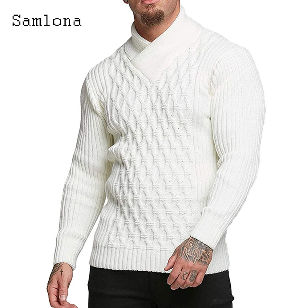 Wool Scarf Men - Samlona 남성용 뜨게 스웨터, 컷 아웃