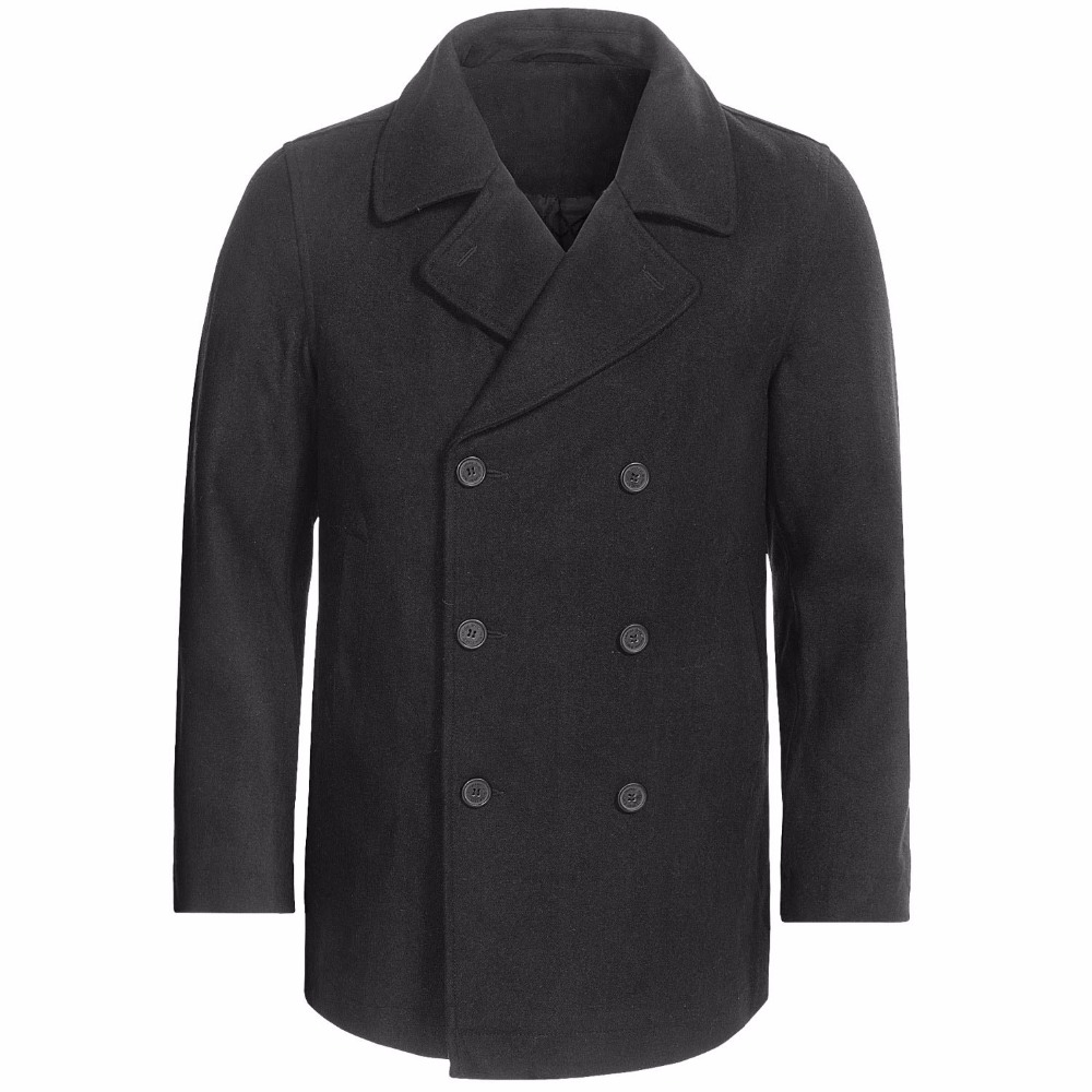Wool Coat Peacoat - 맞춤형 숯 그레이 완두콩 코트, 클래식
