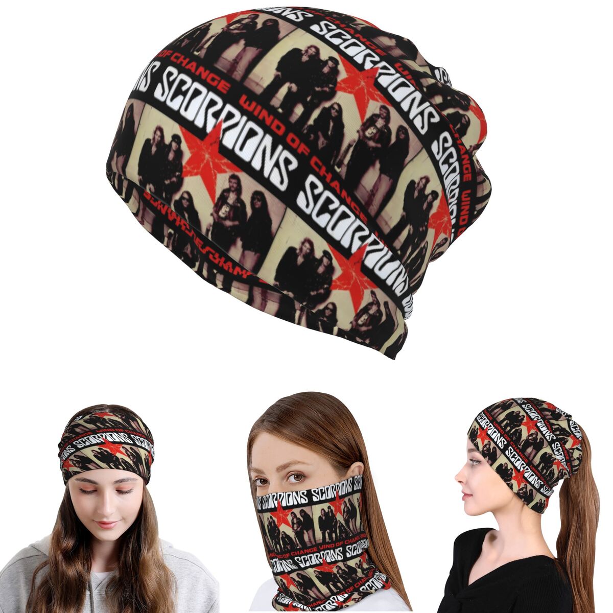 Knit Beanie Hat Warm - 스콜피온스 밴드 록 반다나 넥 커버
