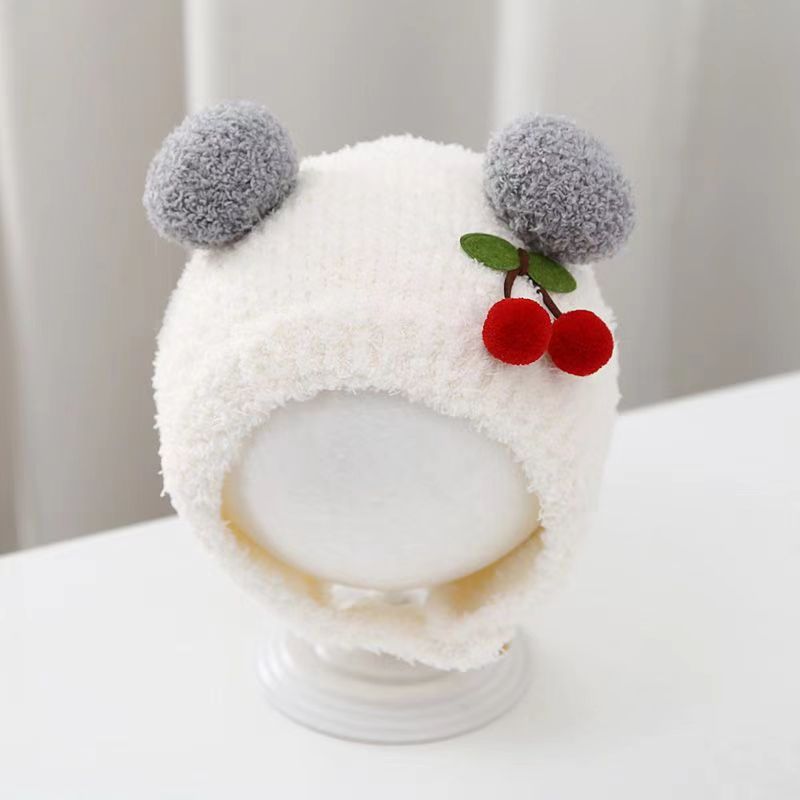 Knit Beanie Hat Warm - 겨울 따뜻한 아기 비니 귀여운 체리