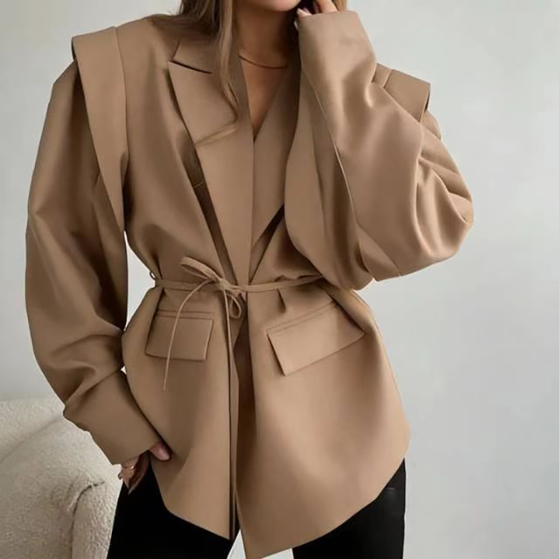 Down Jacket Packable - 오버사이즈 블레이저 재킷 여성 캐주얼 솔리드
