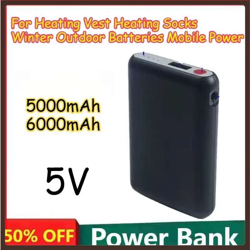 Heated Vest Battery - 5000mAh 6000mAh 5V 충전식 히팅 조끼,