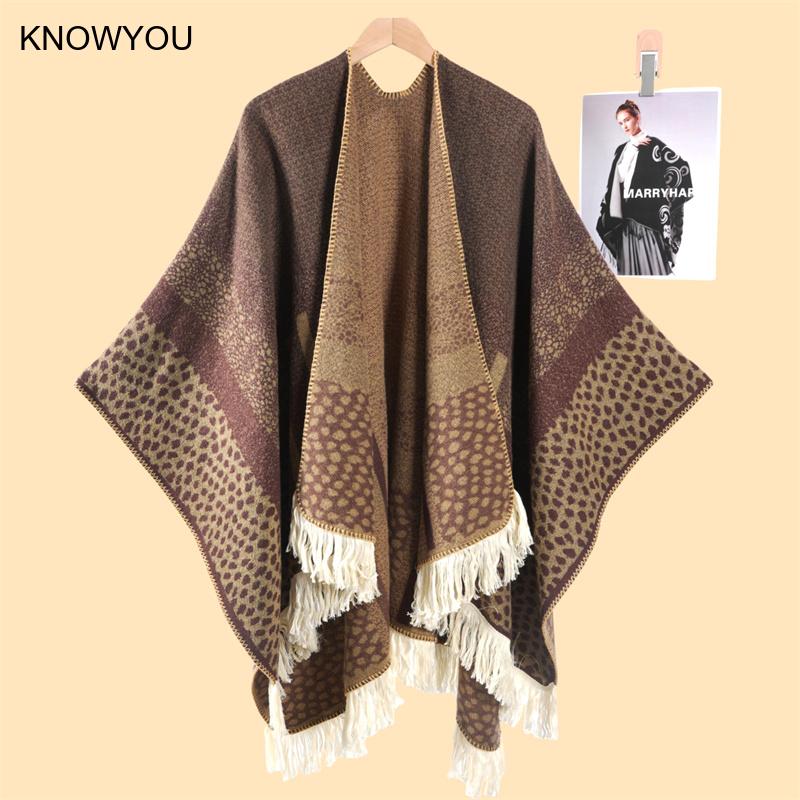 Cashmere Pashmina Wrap - 레오파드 프린트 스플릿 파시미나 여성 우아한