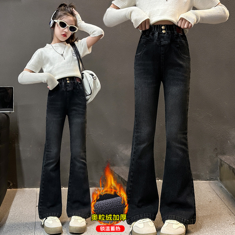 Corduroy Pant Warm - 코듀로이 안감 플레어 청바지, 따뜻한 벨벳