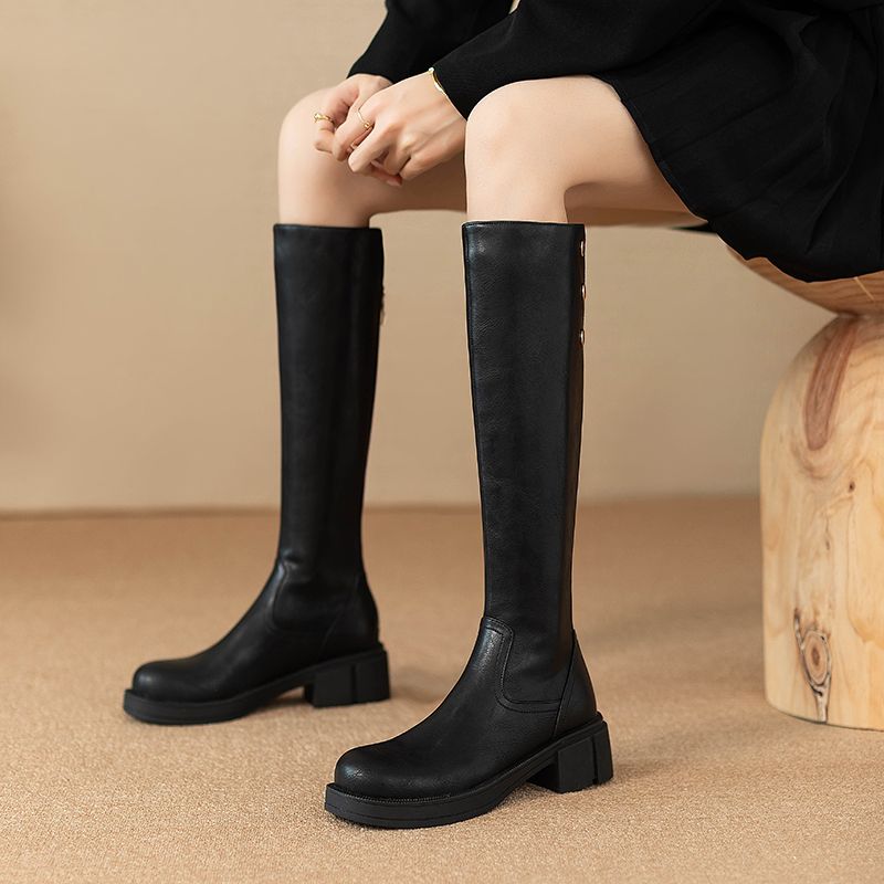 Waterproof Winter Boot - 가을 겨울 중간 굽 여성 무릎