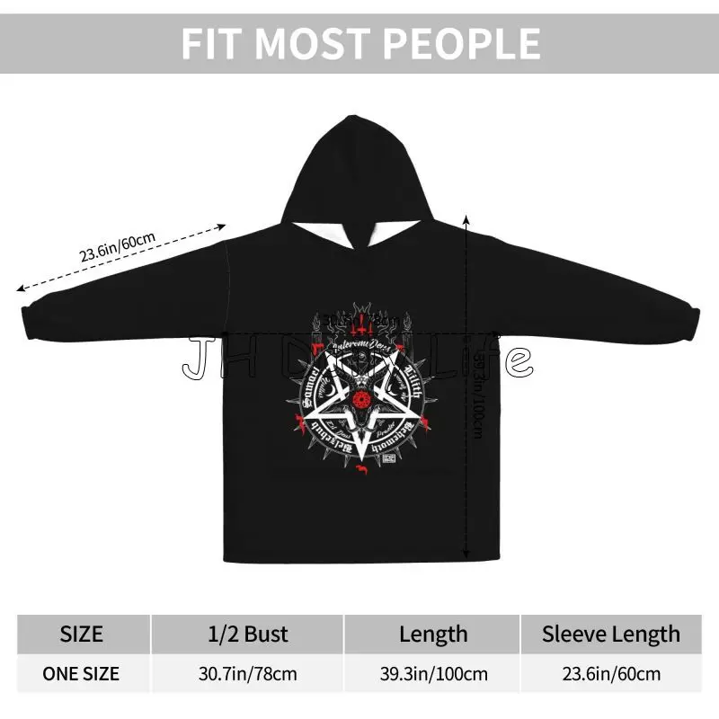 블랙 사탄 해골 데드 헤드 신비로운 할로윈 악마 대형  - Sherpa Hoodie Fleece 리뷰 및 가격