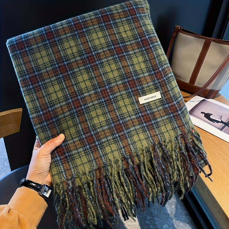 빈티지 녹색 격자 무늬 술 스카프 여성 모조 캐시미어  - Cashmere Pashmina Wrap 리뷰 및 가격