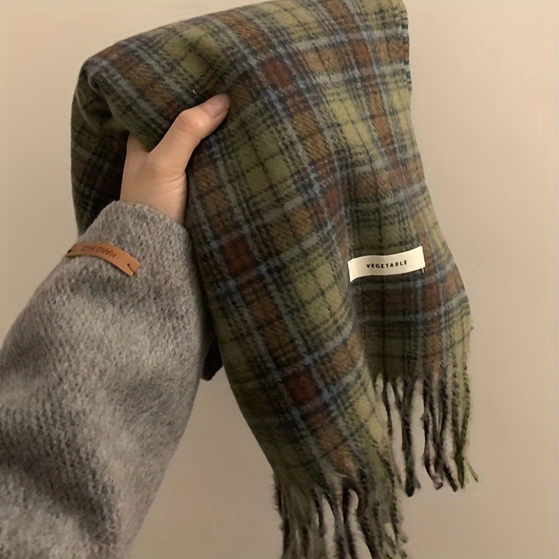 빈티지 녹색 격자 무늬 술 스카프 여성 모조 캐시미어  - Cashmere Pashmina Wrap 리뷰 및 가격