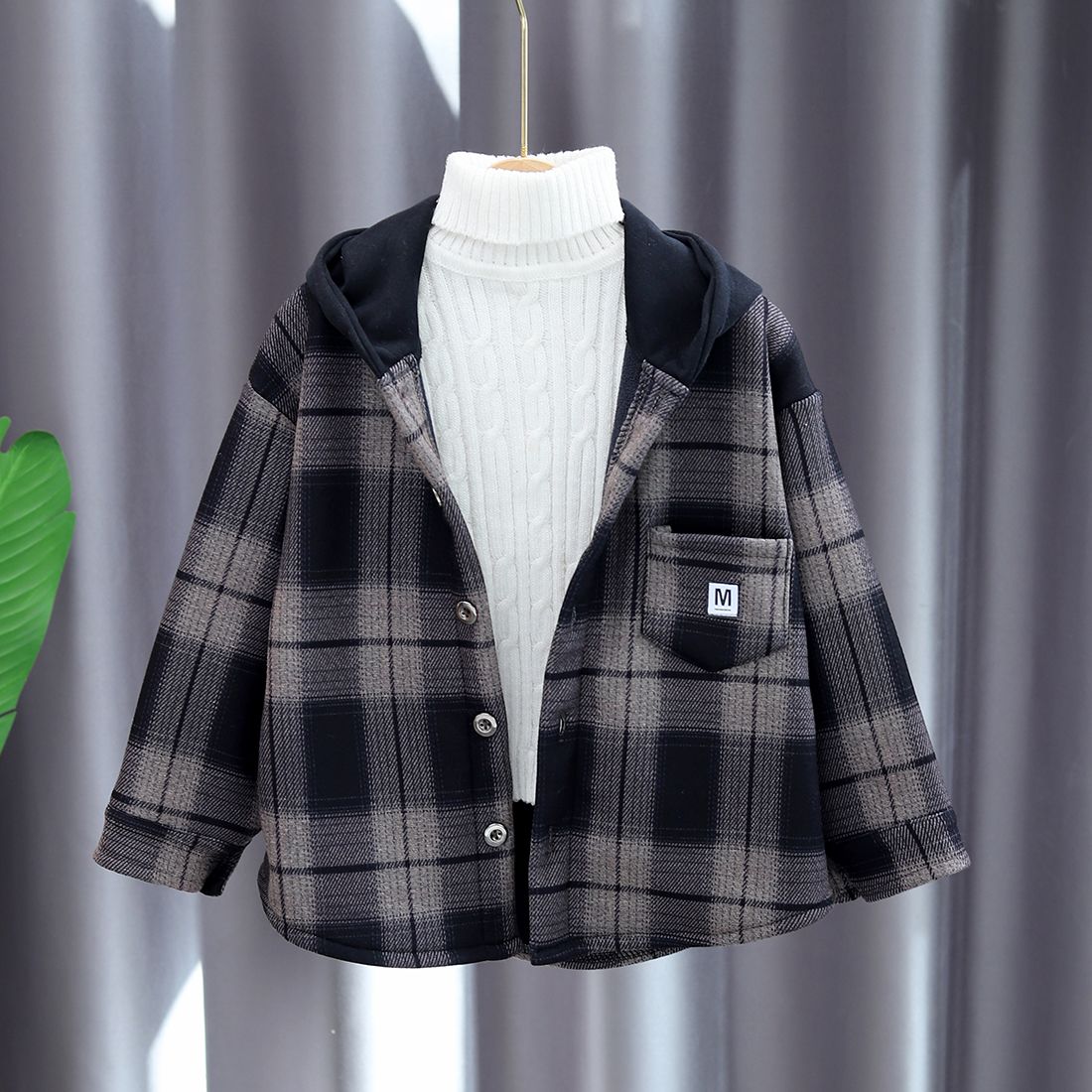 2025년 신상 소년 가을 겨울 플리스 안감 후드 체크 - Flannel Shirt Lined 리뷰 및 가격