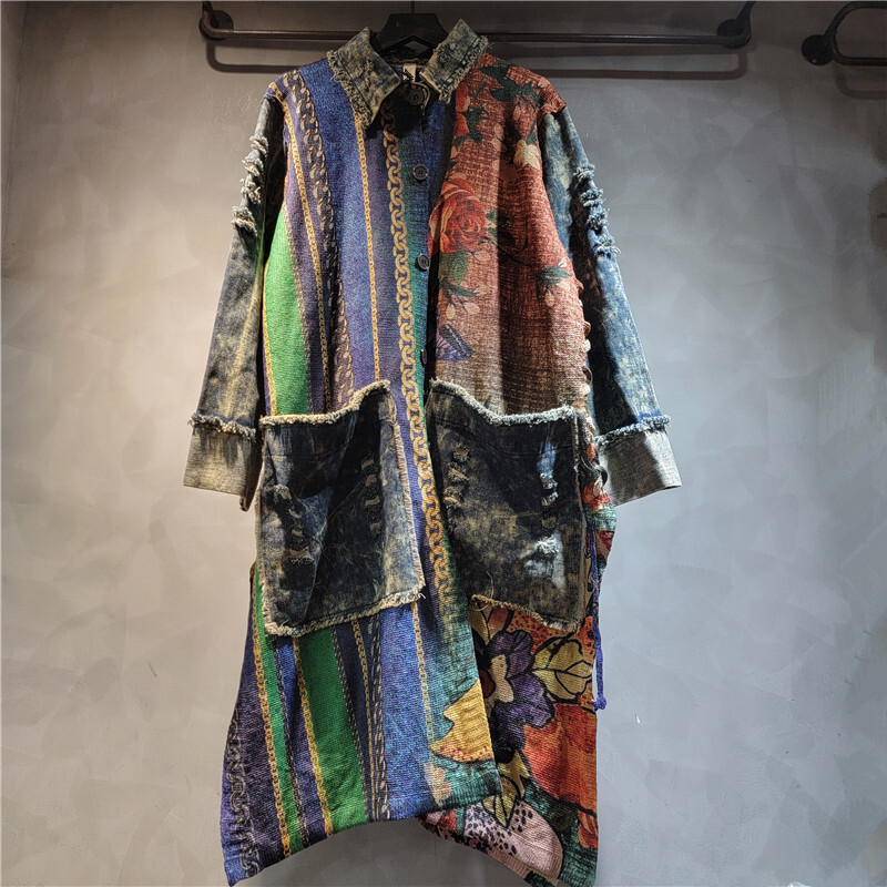 WTHT 여성용 스플라이스 스트라이프 데님 롱 코트,  - Down Jacket Packable 리뷰 및 가격