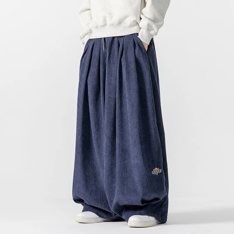 남성 코듀로이 와이드 레그 팬츠 남성 일본 스타일 루즈 - Corduroy Pant Warm 리뷰 및 가격