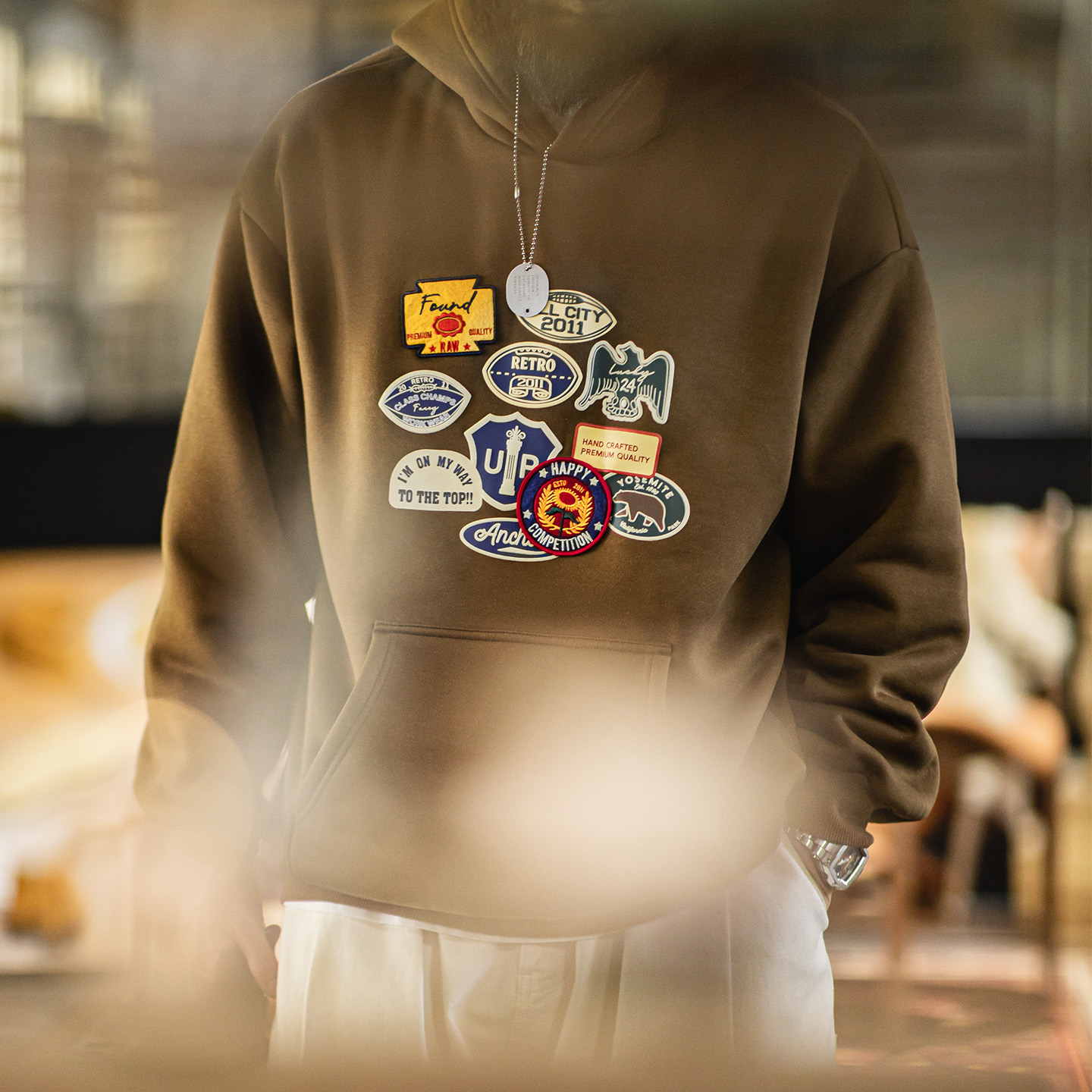 메이든 빈티지 남성 자수 배지 후드티 브라운 셰르파 플 - Sherpa Hoodie Fleece 리뷰 및 가격
