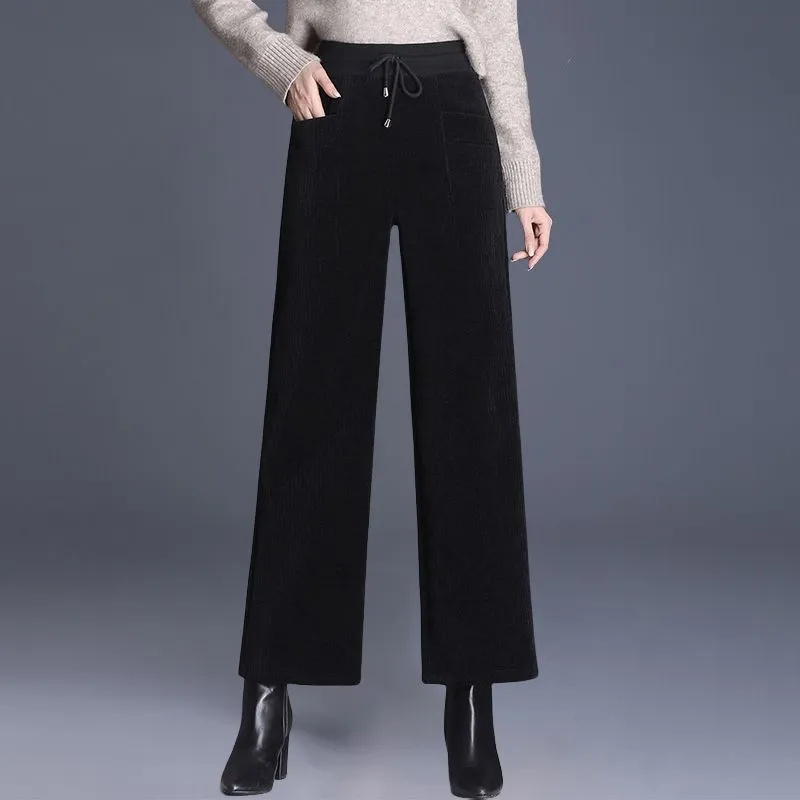 여성용 코듀로이 와이드 레그 팬츠, 신축성 하이 웨이스 - Corduroy Pant Warm 리뷰 및 가격
