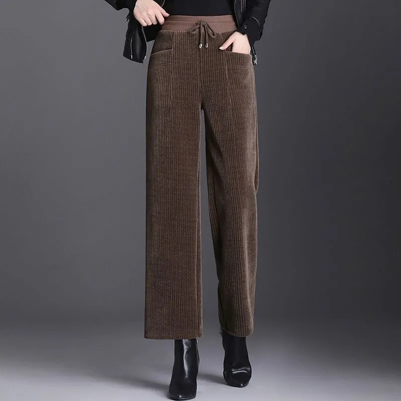 여성용 코듀로이 와이드 레그 팬츠, 신축성 하이 웨이스 - Corduroy Pant Warm 리뷰 및 가격