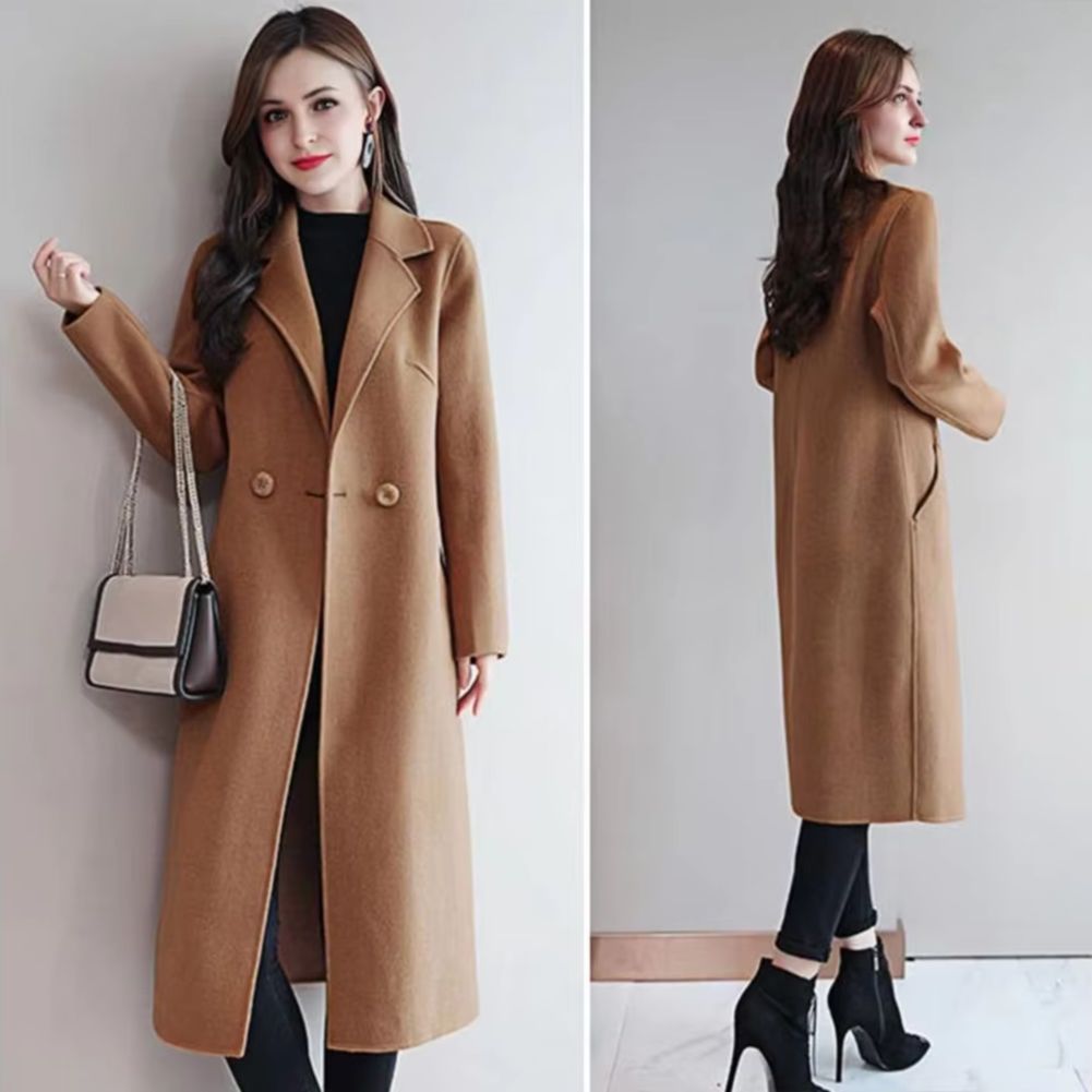 2025 우아한 여성용 울 코트 노치 라펠 싱글 브레스 - Wool Coat Peacoat 리뷰 및 가격