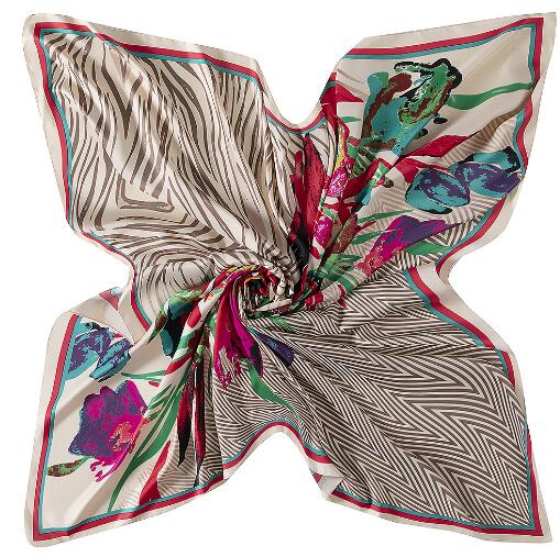 럭셔리 브랜드 스퀘어 실크 스카프, 유화 꽃 디자인,  - Shawl Wrap Winter 리뷰 및 가격