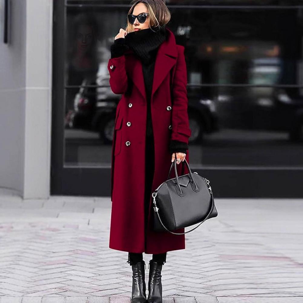 긴소매 코트 여성 코트 여성용 더블 브레스티드 트렌치  - Wool Coat Peacoat 리뷰 및 가격