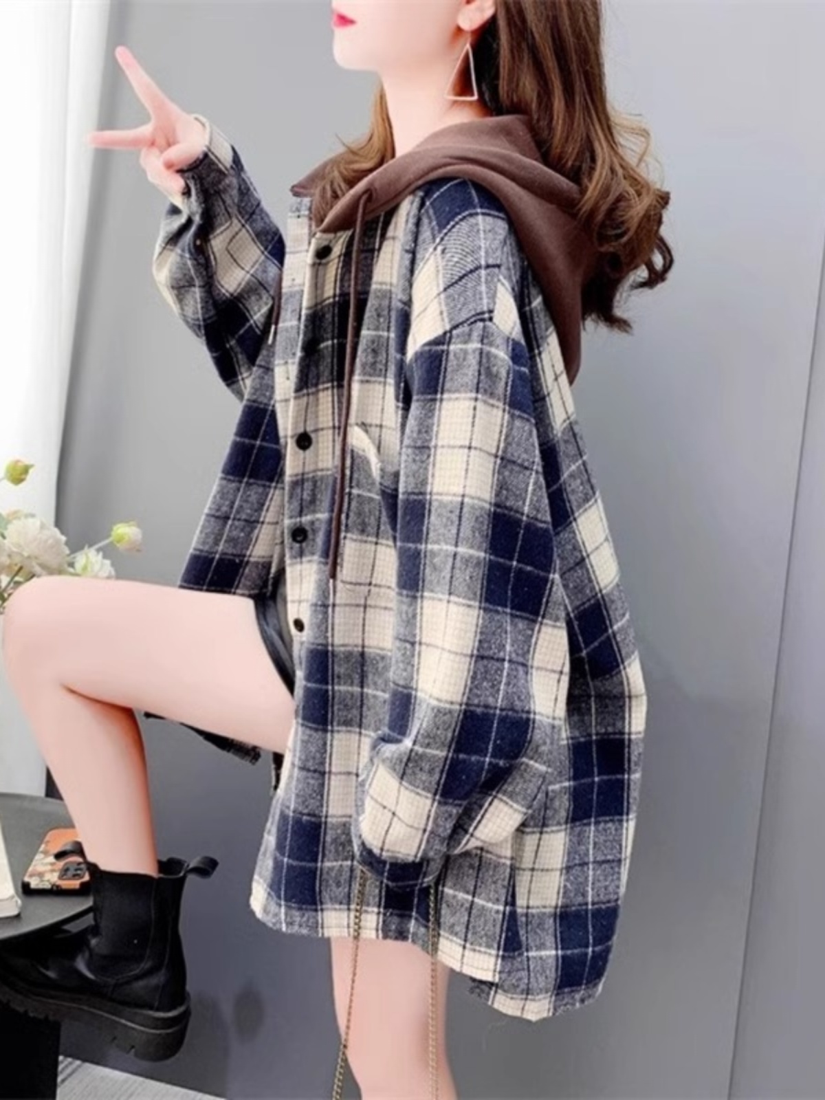 여성용 오버사이즈 체크 플란넬 셔츠 재킷 가을 겨울 따 - Flannel Shirt Lined 리뷰 및 가격