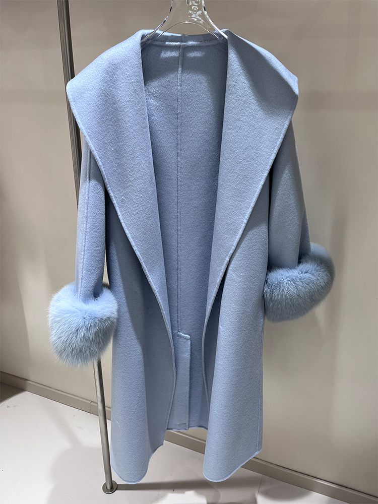 2025년 신상 양모 코트 리얼 폭스 퍼 커프스 여성  - Wool Coat Peacoat 리뷰 및 가격