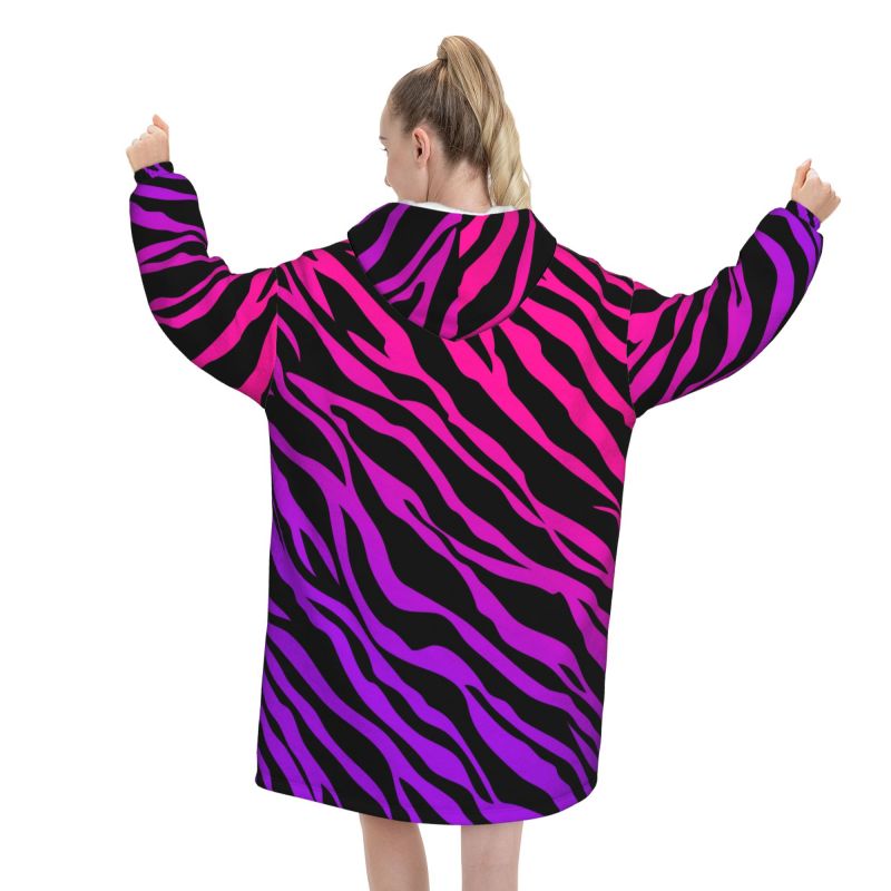 얼룩말 무늬 프린트 웨어러블 블랭킷 후디 여성용 오버사 - Sherpa Hoodie Fleece 리뷰 및 가격