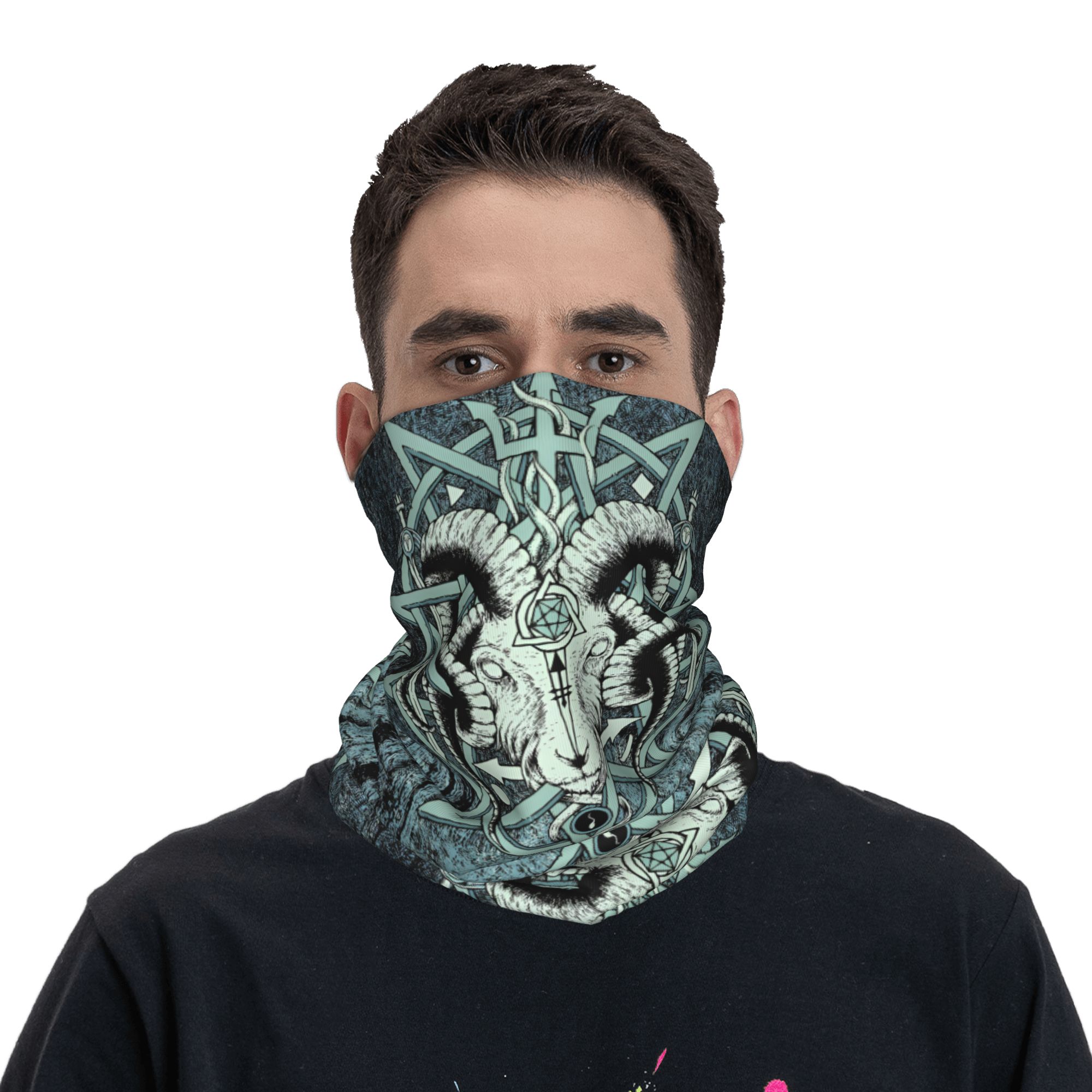 커스텀 사바틱 고트 바포메트 사타닉 오컬트 펜타그램 넥 - Neck Gaiter Fleece 리뷰 및 가격