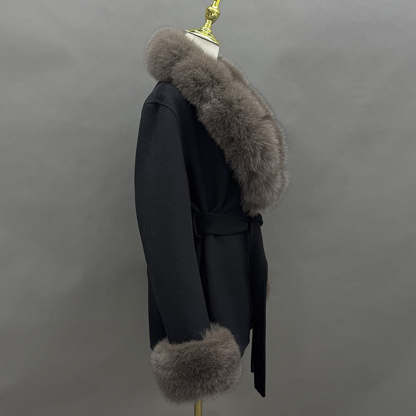 JANEFUR 2026 리얼 폭스 모피 칼라 커프스가  - Wool Coat Peacoat 리뷰 및 가격