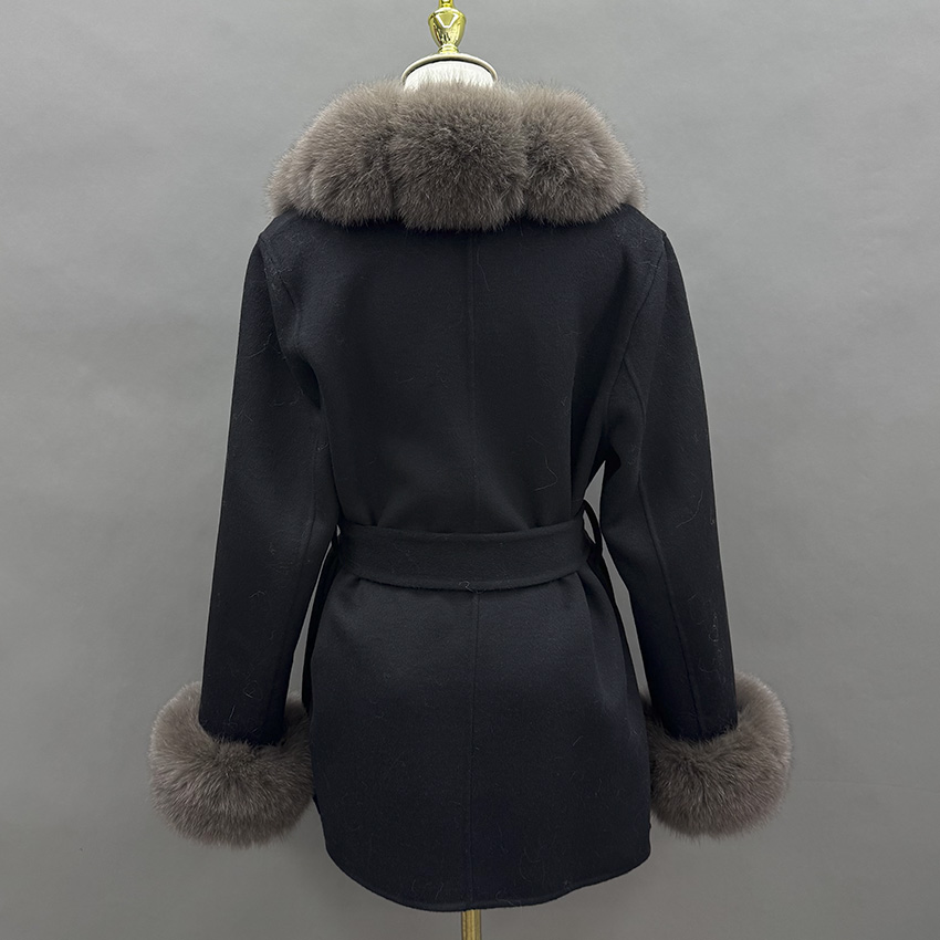 JANEFUR 2026 리얼 폭스 모피 칼라 커프스가  - Wool Coat Peacoat 리뷰 및 가격