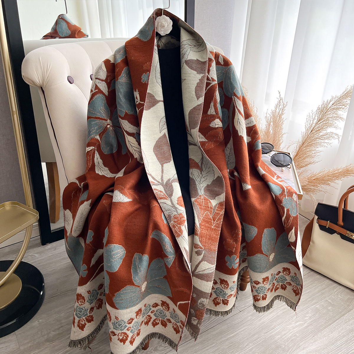 여성용 고급 겨울 페이즐리 양면 캐시미어 자카드 스카프 - Cashmere Pashmina Wrap 리뷰 및 가격