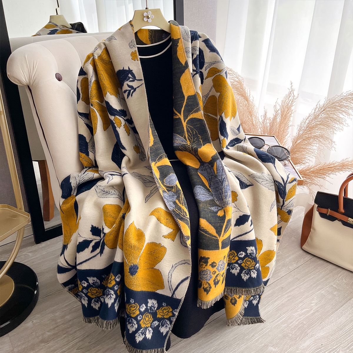 여성용 고급 겨울 페이즐리 양면 캐시미어 자카드 스카프 - Cashmere Pashmina Wrap 리뷰 및 가격