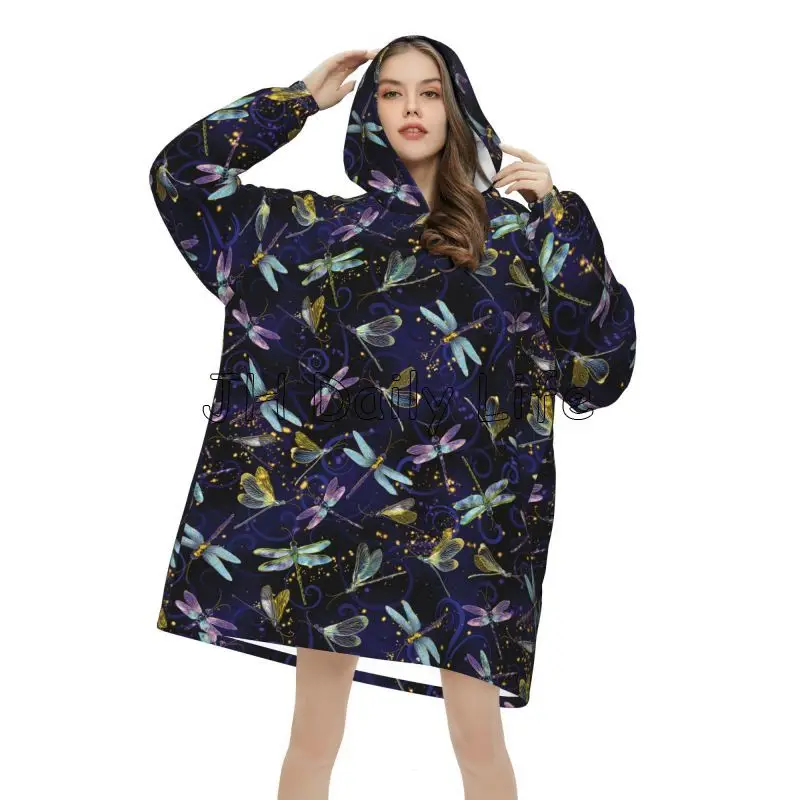 Dragonfly Galaxy 웨어러블 담요 후드 여성 - Sherpa Hoodie Fleece 리뷰 및 가격